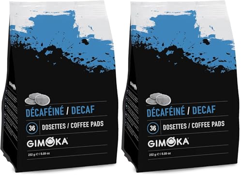 Gimoka - Café en Dosettes Souples - 36 Dosettes - Mélange Décaféiné Intensité 6/12 - Fabriqué en Italie - Dosettes Compatibles avec les Machines Senseo...