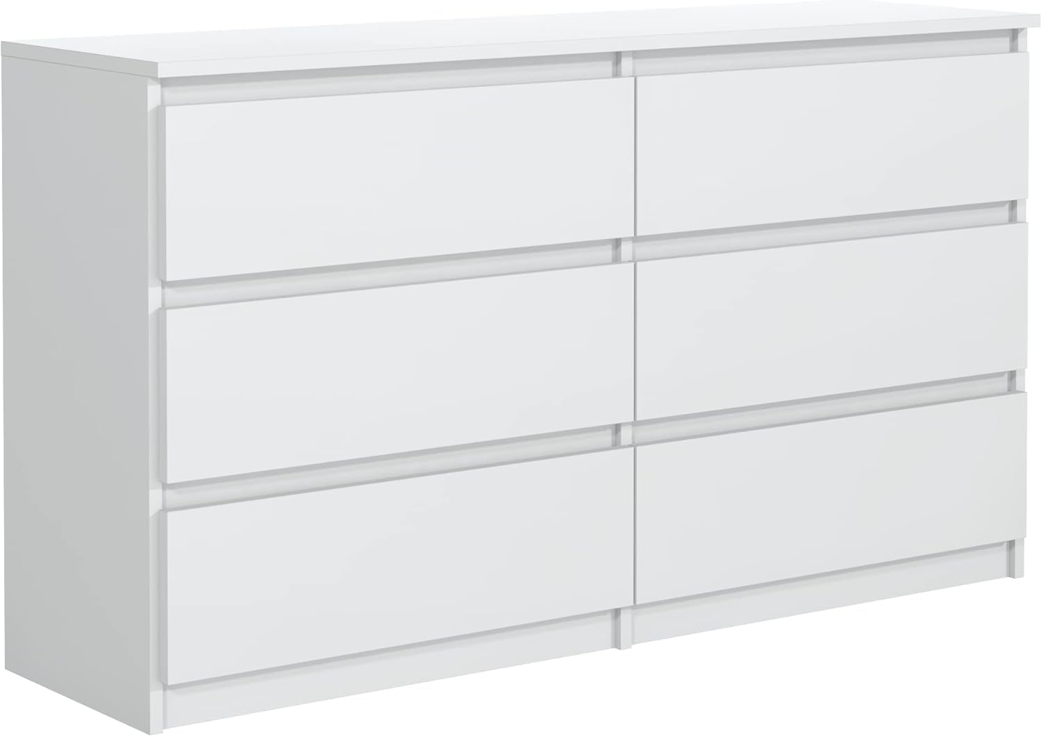 meble masztalerz Commode 138,5 cm avec Façades Mat - avec 6 tiroirs - 138,5x78,5x39 cm - Meuble de Rangement - Commode Chambre - Meuble Salon Classique - Blanc