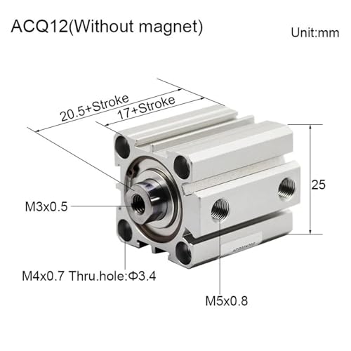 Vérin compact ACQ16 double effet à course courte haute rigidité