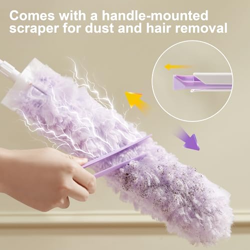 Image of JOYMOOP Ceiling Fan Cleaner Duster and Cobweb Duster with Extension Pole, 28-98 Inch Handle and 9 Refills for High Ceilings and Furniture