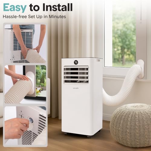 Image of SereneLife 8000 BTU Portable Air Conditioner with Heat, Compact 4-in-1 Portable AC & Heater for Room Up to 350 Sq Ft with Dehumidifier & Fan Function, Remote Control, Window Mount Kit, 13 inch x 11 inch x 26 inch