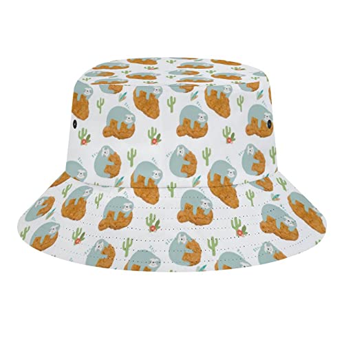 Zltegako Sombrero de pescador unisex con diseño de girasol y pollo, para mujeres y hombres, protección solar UV, plegable, para verano, playa, pescador, unisex, Pepita de pollo perezoso-1, Talla única