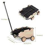 Mini-Hundewagen für Mini-Haustiere, faltbarer multifunktionaler Einkaufswagen mit ausziehbarem Ziehgriff, Doggie Wagon eingebautem Kissen und Sicherheitsseil mit Aufbewahrungstasche (Khaki)