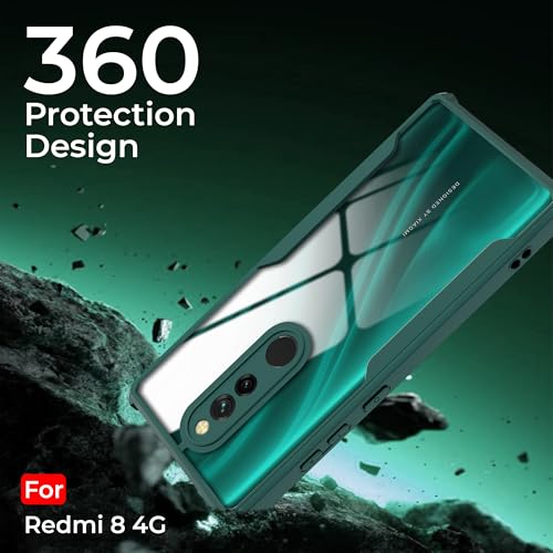 Image of A rtistque Clear Hard Transparent Acrylic Armor Back Cover Case for Mi Redmi 8A Dual /Redmi 8 / Redmi 8A | Shockproof TPU Edge Protection | Slim Protective Design | Redmi 8A Back Cover - Green