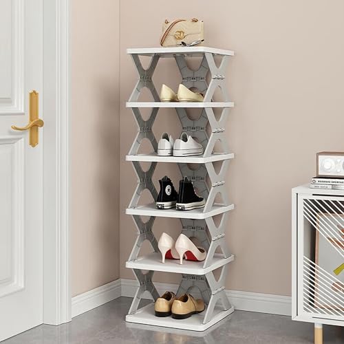 Image of Multi-Layer Shoe Rack for Home, Space Saving Plastic Shoe Organizer Stand, Easy Assembly Storage Rack for Living Room, Bedroom & Entryway (6 Tier)