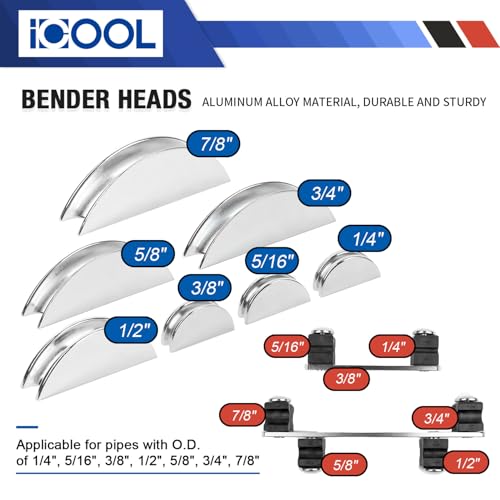 ICOOL Tubing Bender Kit Hand Tool 1/4 to 7/8 Inch for Soft Copper Aluminum HVAC Refrigeration System Maintenance, with Tube Cutter - Image 4
