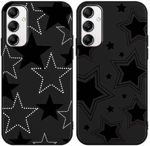 Yomjew 2 Pack Cute Cool Black Star Phone Case for Samsung Galaxy A14 5G 6.6", Ae