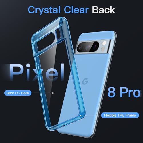 Image of JETech Case for Google Pixel 8 Pro, Anti-Yellowing, Bay | Shockproof Cover, Scratch Resistant Hard PC Back, Durable Transparent TPU Bumper