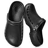 ZXT Breathable Work Clogs Slip Resistant Kitchen Shoes for Nurse Garden Restaurant, Black 39/40