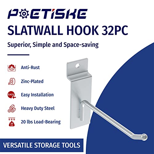 Poetiske Slatwall Hooks 32Pc 6Inch Slatwall Accessories Slatwall Panel Hooks Garage Organization Slat Wall Hooks Heavy Duty Pegboard Gridwall Hooks Display Hooks For Retail Sliver #TOP2