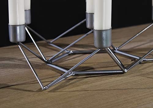 Garden Mile Candle Holder Large Silver Effect Taper Candle Decoration Table Centrepiece Holds 7x Taper Candles Wedding Table Centrepiece Christmas Party Centre Pieces Accessory Candle Candle Holder