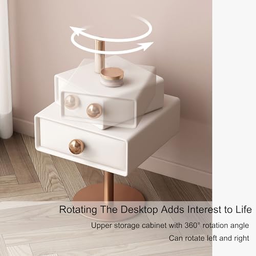 Table de chevet rotative en bois pour libérer de l'espace rose
