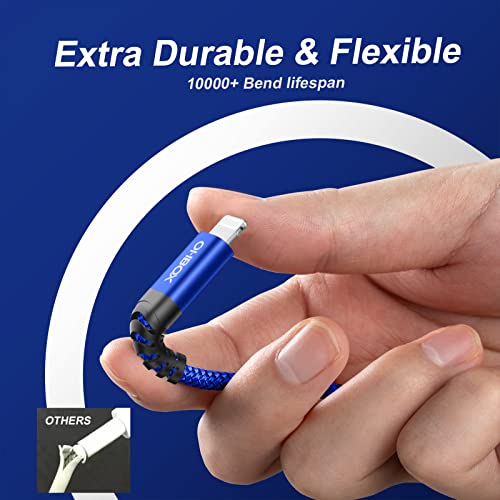 Image of iPhone Fast Charger Cord [MFi Certified] USBC Lightning Cable 6 FT, 2 Pack | Durable Heavy Duty iPhone Charging Cable for iPhone 14 13 12 11 X XS XR SE 8 7 6 5, iPad Pro, Air, mini, iPod, AirPods - Blue