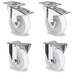 Lauffläche: Polypropylen Rollensatz 2 Lenkrollen mit Feststeller + 2 Bockrollen 125 mm Polypropylen