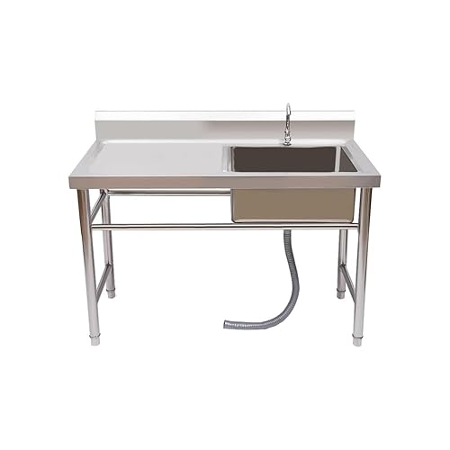 304 Stainless Steel Prep & Utility Sink w/Workbench, Free Standing