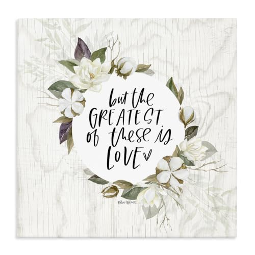 Greatest Love Floral Typography, 24 x 24 Inch Canvas Wall Art