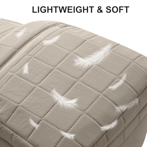 Image of kadilong College Laptop Backpack,Travel Backpack for Women,Quilted Bookbag for 15.6 Inch Laptop Casual Daypack,Camel