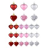 24個 バレンタインデー ハート オーナメント ツリー用 ミニ 小型 レッド ピン k シルバー 両面 ダイカット バレンタイン ホーム 記念日