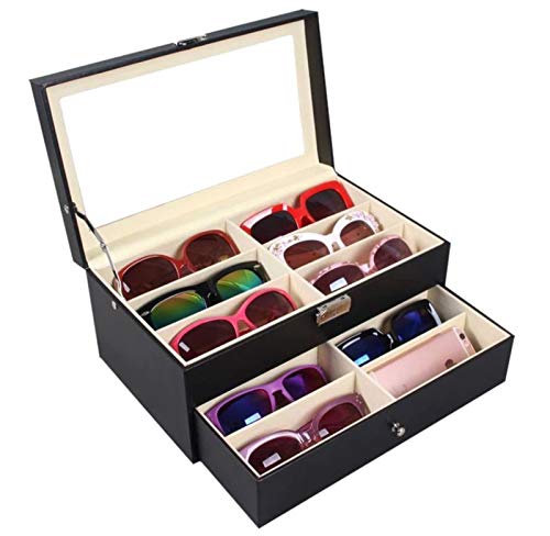 Preisvergleich Produktbild Brillenbox aus Öko-Leder mit 12 Sitzplätzen schwarz