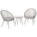 Outsunny Mobili da Giardino in Rattan Sintetico, Set 3 Pezzi Tavolino e Sedie da Giardino ed Esterno, Bianco Crema