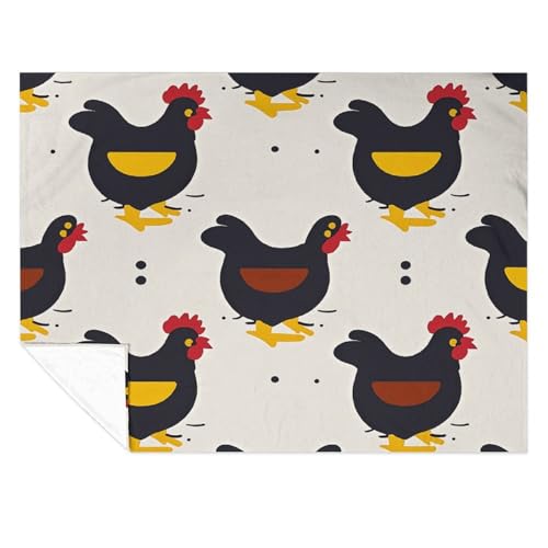 Couverture micro polaire poule de ferme 152x203 cm légère pour canapé - 7