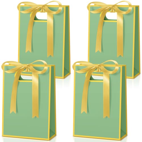 Kolldenn 30 Pack Sage Green Gift Bags with Handles, 10.2 x 7.1 x 3.2 Inch