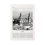 NEOHI Lienzo decorativo Jaen en blanco y negro, diseño de paisaje de la ciudad de España, póster para decoración de pared, hogar, bar, restaurante, garaje, cafetería, logotipo, regalo, 40 x 60 cm