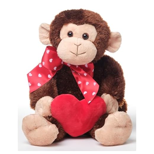Bearington Wilde Love Valentines Stuffed Animal Monkey, 15 Inch