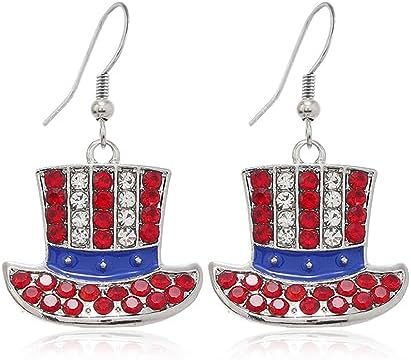 American Flag Earrings for Women 4th of July Patriotic Independence Day Red White Blue Star Heart Wing Boot USA Drop Dangle Hook Earrings Fashion Jewelry Accessory image 4