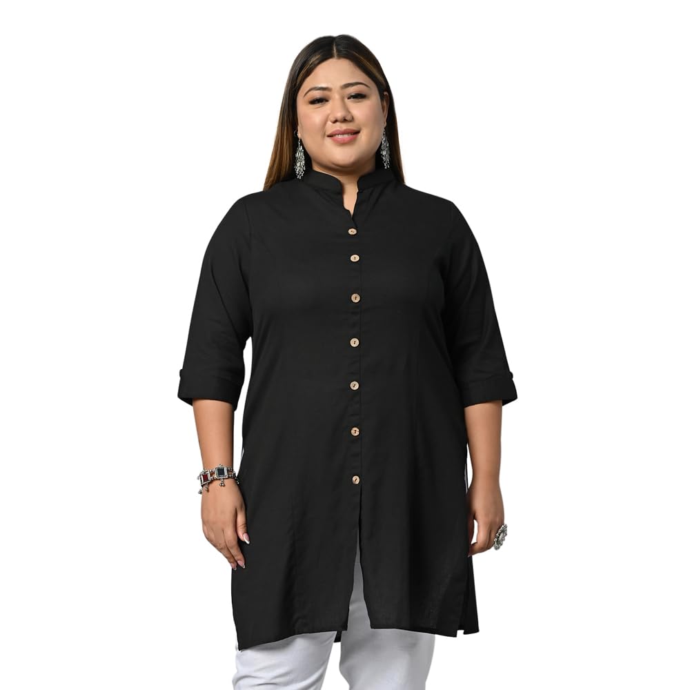 Vastraa FusionWomen's Cotton Plus Size Solid Kurti Available Multiple
