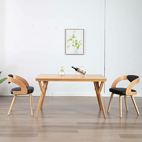 Snsowed Sillas de Comedor 2 uds, Silla Cocina, Juego Sillas Comedor Modernas, Sillas Salon, Sillas Decomedor, Madera Curvada y Cuero sintético Negro