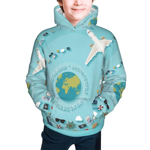 Travelling on Airplane Kids Pullover Hoodies Boys Sweatshirts Girls Athletic Clothes with Pocket2
