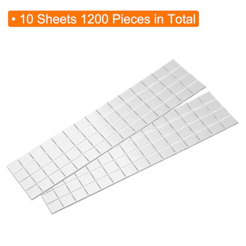 QUARKZMAN 10 Blatt 1200 Stück Selbstklebende Spiegelmosaikfliesen 10x10mm Kleine Quadratische Spiegelkacheln Aufkleber Disco Ball Aufkleber Mini Glasfliesen für DIY Handwerk, Silber