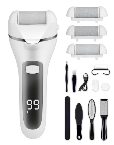 Electric Foot File 16 in 1 Hard Skin Remover Rechargeable Waterproof Callus Remover for Feet with 3 Replacement Rollers, Professional Pedicure Foot Care Kit for Dry Dead Skin Cracked Heels Calluses