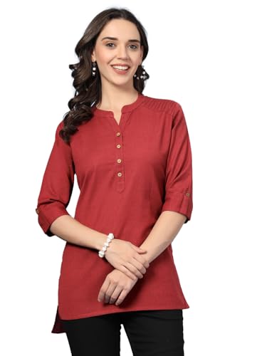 Image of Pistaa's Women's Cotton Relaxed Fit Short Kurti