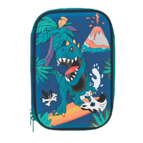 Estojo 3D Dino Craft Plastcover – Em EVA Azul Escuro com Efeito Relevo