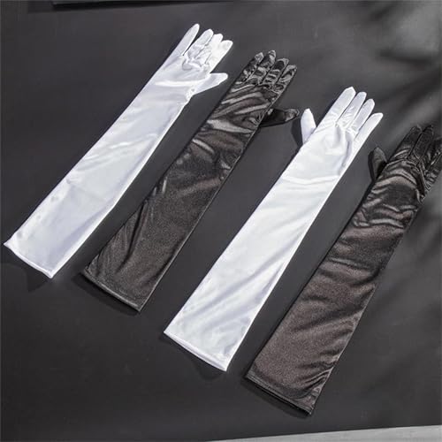 Womens Elegant Elastic Long Gloss Satin Gloves Overlength Sunscreen For Dancing And Formal Driving Attire2