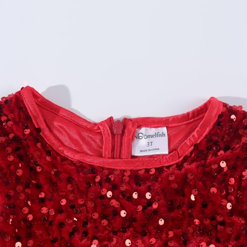 Noomelfish Girls Sequin Velvet Tutu Dress Toddler Tulle Sparkly Long Sleeve Fall Winter Party Dresses (3-8 Years)3