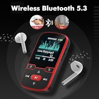64 GB Lettore MP3 Bluetooth 5.3 con clip, lettore musicale sportivo HiFi, schermo da 1,5 pollici con pulsanti fisici, radio FM/contapassi/registratore vocale, pesa solo 28 g, scheda TF fino a 128GB