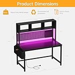Black Gaming Desk with Hutch and Pegboard - 47 Inch Gaming Desk with Shelves Storage Power Outlets, Computer Teen Work Study Writing Desks for Bedroom Home Office - Image 3