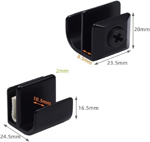 Miniatura 2 de 2 piezas de clip de puerta de vidrio negro manija de cajón de puerta de gabinete manija de puerta de gabinete puede sujetar vidrio grueso