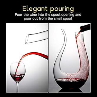 NUTRIUPS 1.3L Wine Decanter, Red Crystal Wine Decanter Carafe, Lead-Free Wine Carafe, red Wine decanters, U Shape Decanters for Red Wines, Decanters Carafes with Brush