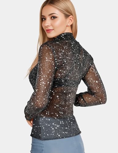 Image of Buauty Sheer Tops for Women,Mesh Fishnet Tops Plus Size,Stylish and Sensational Mesh Blouses for Fashion-Forward Ladies