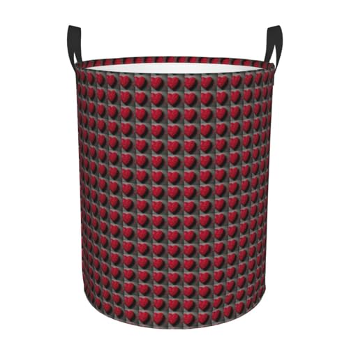 Panier à linge rond imperméable grand format à motifs cœurs