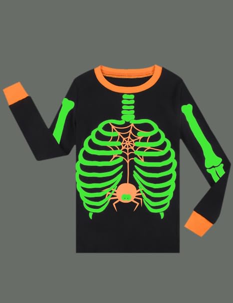 Benaive Halloween Pajamas for Boys Glow In Dark Holiday Pjs for Boy Cotton Pajama Sets 2 Pieces Kids Sleepwear Long Sleeves Size 10 - image 3
