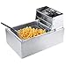 Ccarzzi Deep Fat Fryer 2500W Stainless Steel Fat Fryer with Frying Basket, 6L Capacity, 60-200°C Adjustable Temperature, for Restaurant, Fast Food, Kitchen