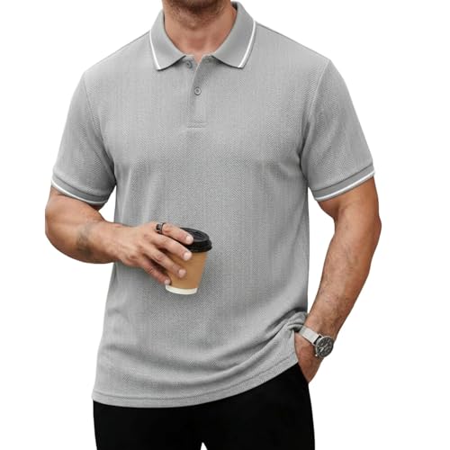 Image of Mack Jonney Men's Premium Jacquard Polo T-Shirt | Short Sleeve Soft Knit Fabric | Stylish Casual & Smart Wear Polo-M6907