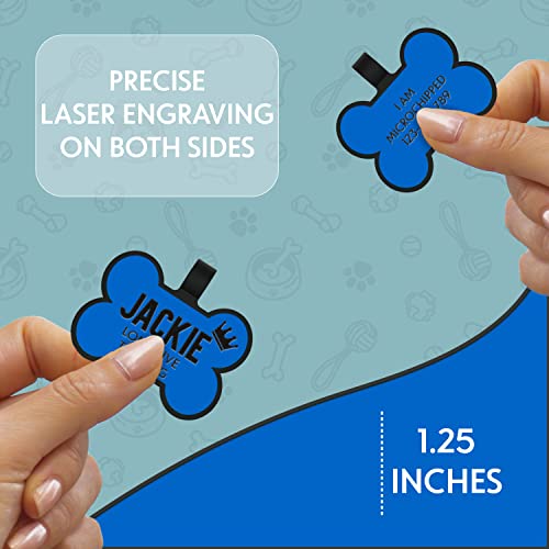 Silent Dog Tags Engraved For Pets, Double Sided - Personalized Soundless Durable Silicone Pet Tags For Dogs With Custom Name, Icon And Design - No More Jingling - Bone Shape #TOP1