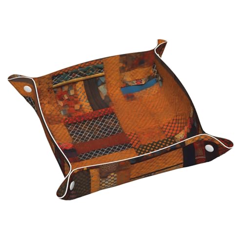 Bandeja de cuero africana con retazos para hombre, vacía tus bolsillos, bandeja para papá, organizador multifuncional de cuero