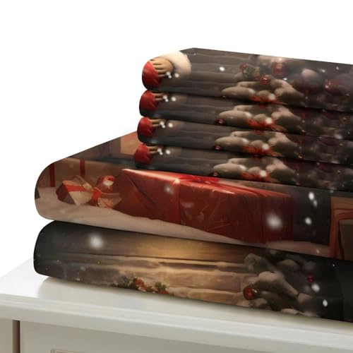 Parure de lit Noël microfibre 3D King de qualité supérieure avec fermeture éclair robuste - 7